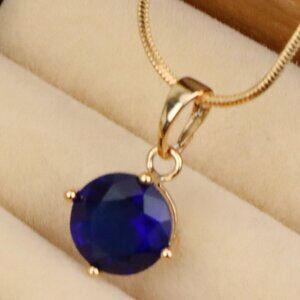 "Elegant Blue Round Pendant with Gold Plated Brass for Daily Wear, XPPT1671